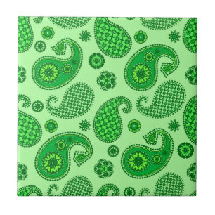 Paisley Mönster, Lime and Emerald Grönt Kakelplatta
