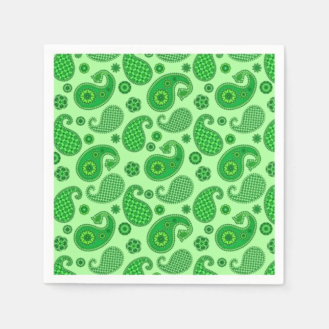 Paisley Mönster, Lime and Emerald Grönt Pappersservett (Framsidan)