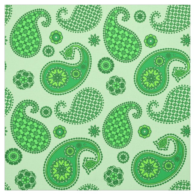 Paisley Mönster, Lime and Emerald Grönt Tyg (Provkarta)