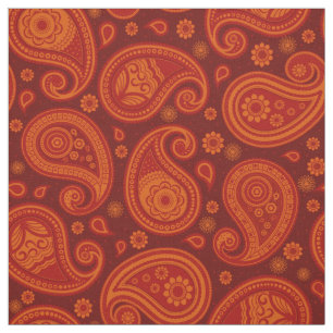 Paisley mönster maronröd orange tyg