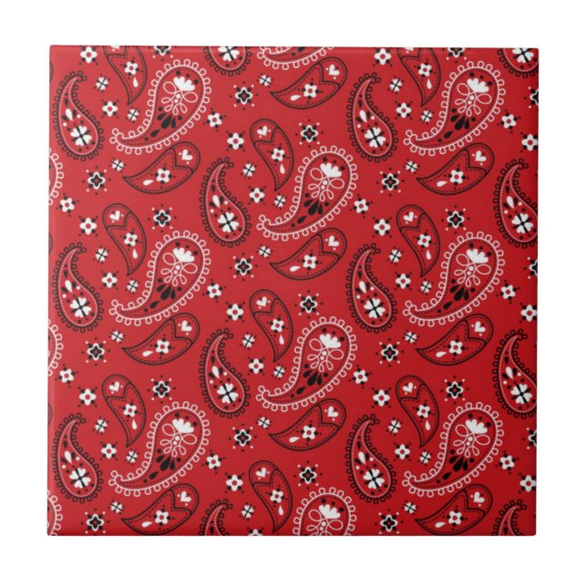 Paisley Mönster med Red Background-23214 Kakelplatta (Framsidan)