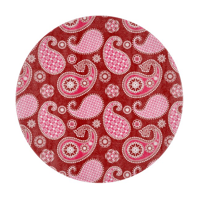 Paisley mönster, Mörk Red, Rosa and White (Framsidan)