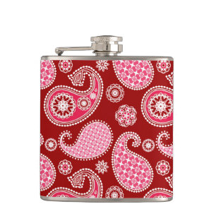 Paisley mönster, Mörk Red, Rosa and White Fickplunta