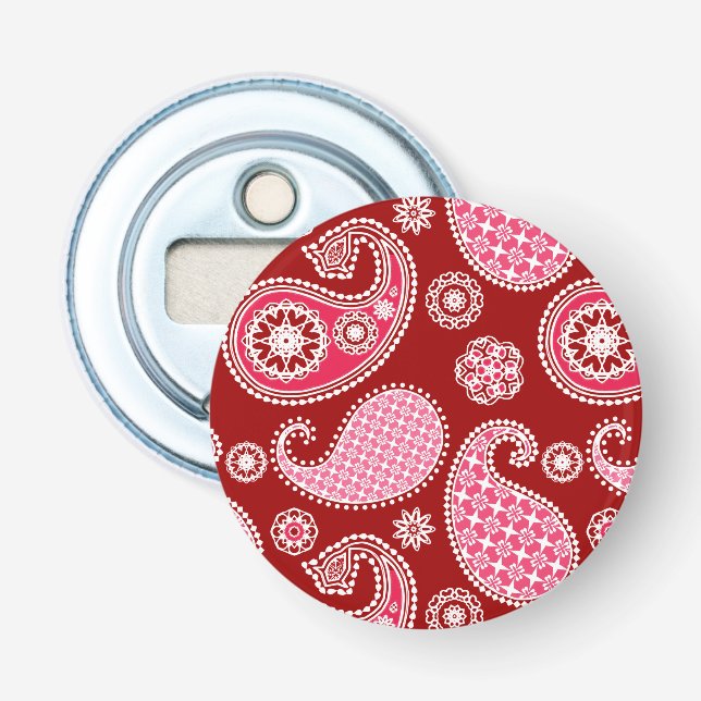 Paisley mönster, Mörk Red, Rosa and White Flasköppnare (Framsidan)