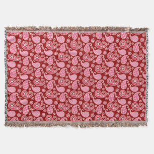 Paisley mönster, Mörk Red, Rosa and White Mysfilt