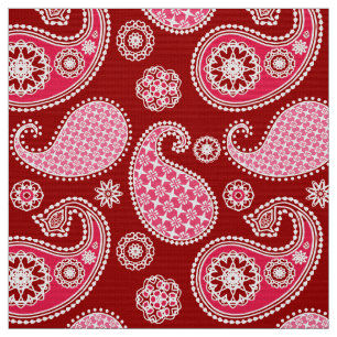 Paisley mönster, Mörk Red, Rosa and White Tyg