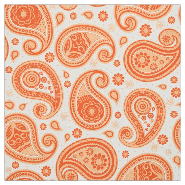 Paisley mönster orange färg tyg (Provkarta)