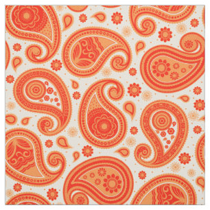 Paisley mönster orange och rött tyg