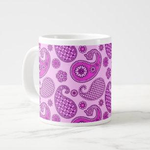 Paisley mönster, orkidé och ametyst lila jumbo mugg