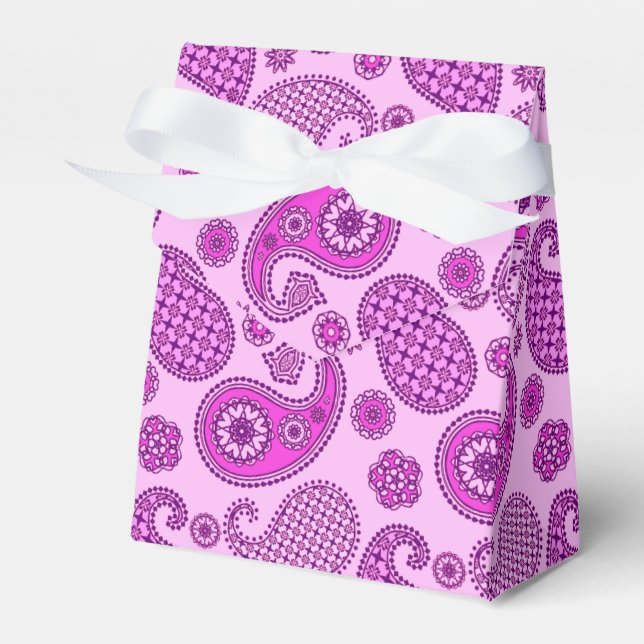 Paisley mönster, orkidé och ametyst lila presentaskar (Framsidan Sidan)