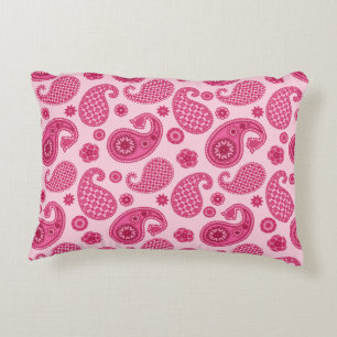 Paisley Mönster, Pastel Coral Rosa och Fuchsia Prydnadskudde