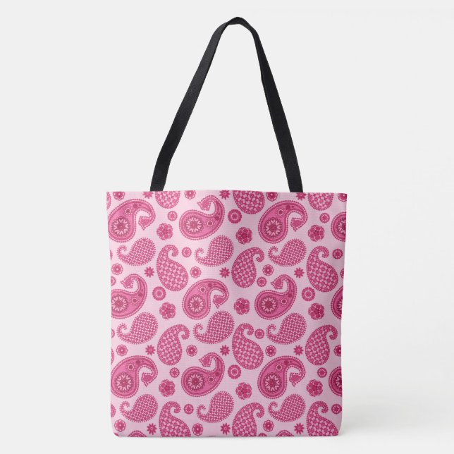 Paisley Mönster, Pastel Coral Rosa och Fuchsia Tygkasse (Framsida)