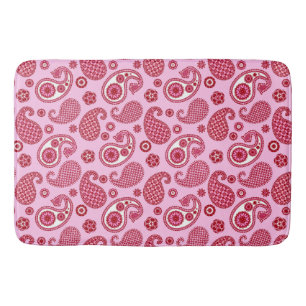 Paisley Mönster, Peppermint Rosa och White Badrumsmatta
