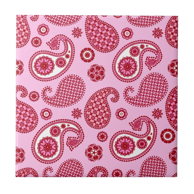 Paisley Mönster, Peppermint Rosa och White Kakelplatta (Framsidan)