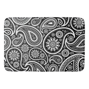 Paisley Mönster, Persian Paisley, Black and White Badrumsmatta