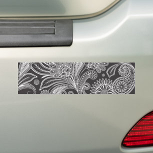 Paisley Mönster, Persian Paisley, Black and White Bildekal
