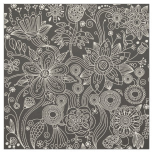 Paisley Mönster, Persian Paisley, Black and White Tyg
