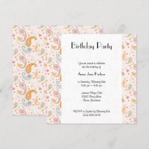 Paisley Mönster, Persian Paisley, Boteh, Birthday Inbjudningar