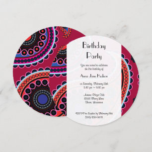 Paisley Mönster, Persian Paisley, Boteh, Birthday Inbjudningar