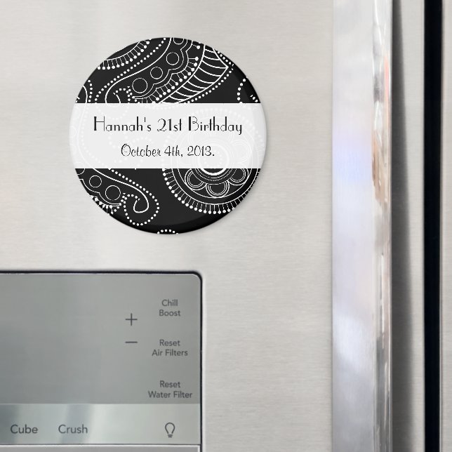 Paisley Mönster, Persian Paisley, Boteh, Birthday Magnet (In Situ (Fridge))