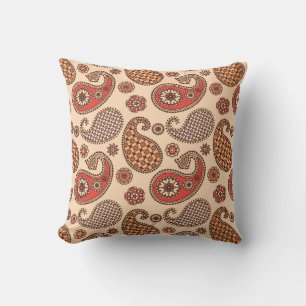Paisley mönster, persikor och korall rosa kudde