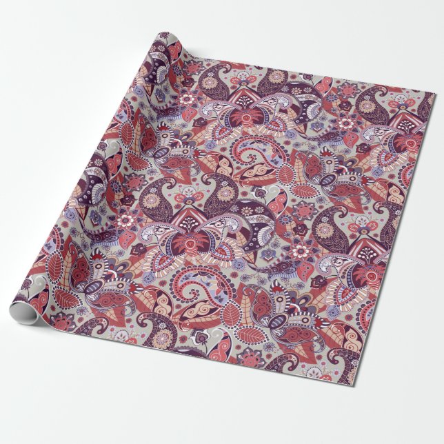 Paisley mönster presentpapper (Utrullad)