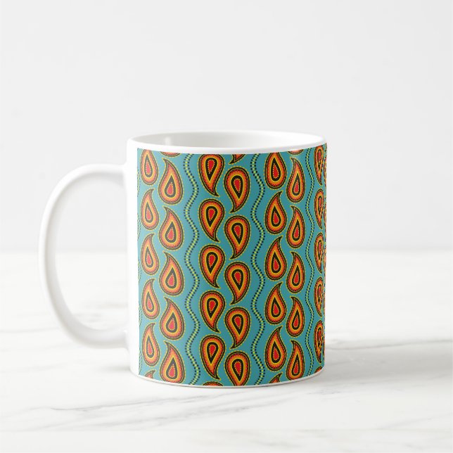 Paisley mönster, prydnadsduk av struktur indian kaffemugg (Vänster)