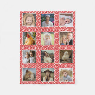 Paisley Mönster Red Anpassningsbar 12 Family Photo Fleecefilt
