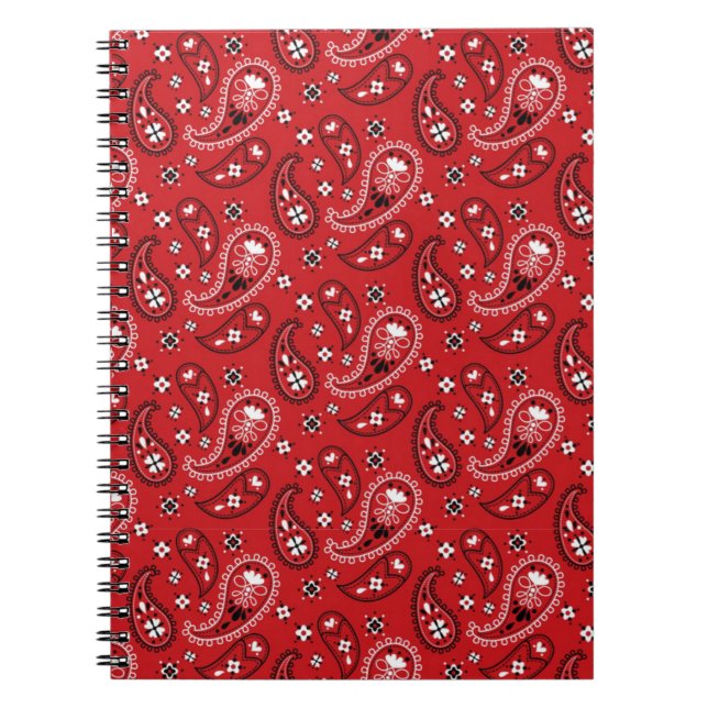 Paisley Mönster Red Background Anteckningsbok (Framsidan)