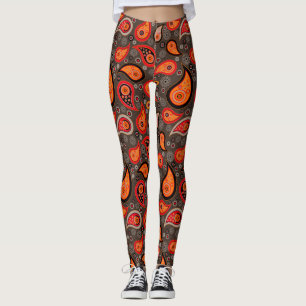 Paisley mönster red orange elegant yoga byxor
