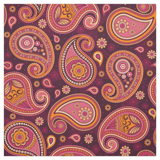 Paisley mönster red rosa och sjön färg tyg (Provkarta)