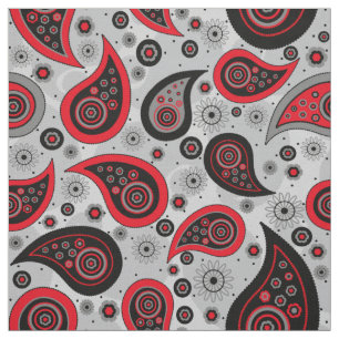 Paisley mönster röd svart och grått elegant tyg