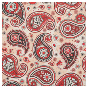 Paisley mönster rödmaron färg tyg