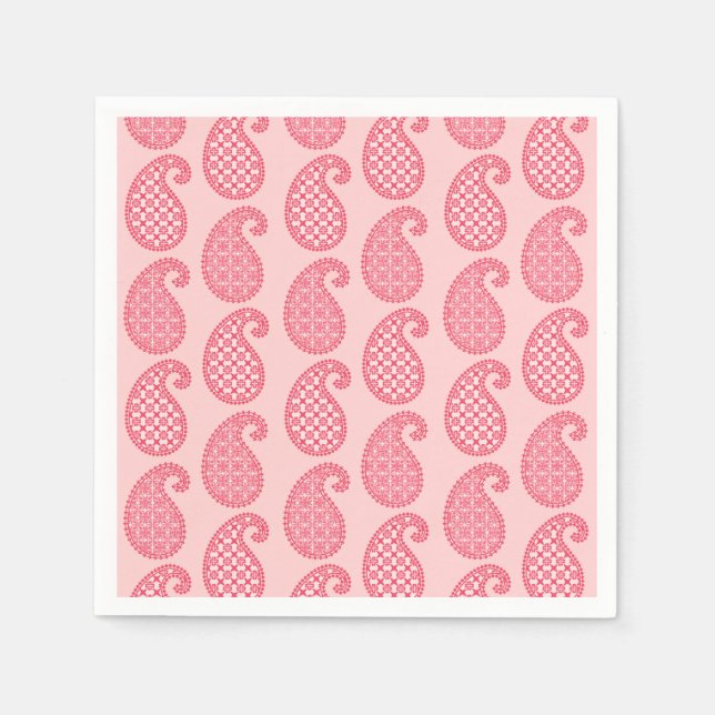 Paisley mönster, rosa av korall pappersservett (Framsidan)