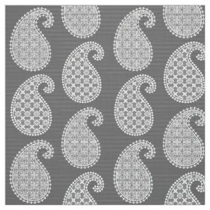 Paisley mönster, silver grått / grått och vitt tyg