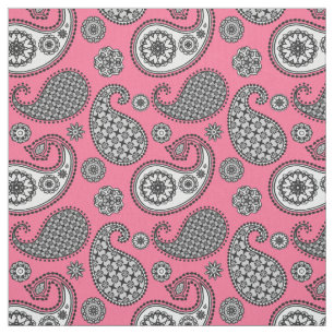 Paisley mönster, skuggor av grått på rosa tyg