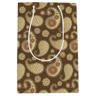 Paisley mönster, Soft Guld på Chocolate Brown