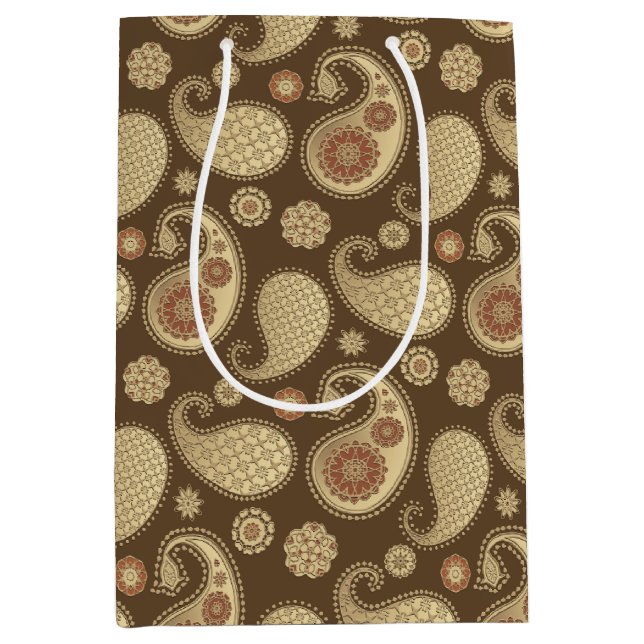 Paisley mönster, Soft Guld på Chocolate Brown (Framsidan)