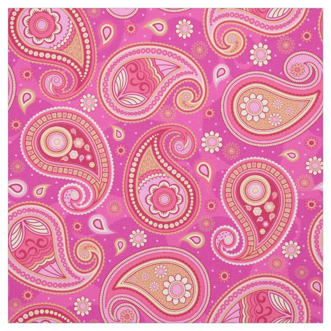 Paisley mönster söt rosa tyg (Provkarta)