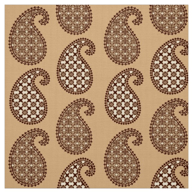 Paisley mönster, tan, grädde och choklad tyg (Provkarta)