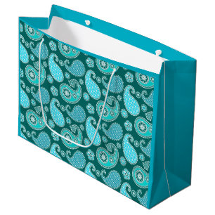 Paisley mönster, Teal, Aqua och White