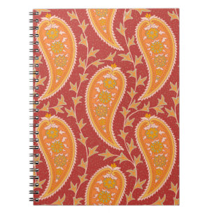 Paisley mönster. Turkiska gurkor. Maron-orange c Anteckningsbok