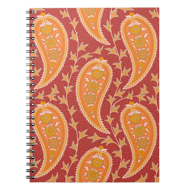 Paisley mönster. Turkiska gurkor. Maron-orange c Anteckningsbok (Framsidan)
