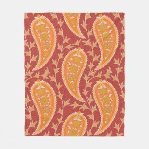 Paisley mönster. Turkiska gurkor. Maron-orange c Fleecefilt