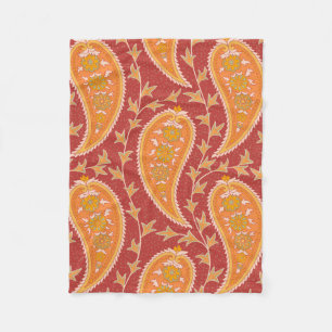 Paisley mönster. Turkiska gurkor. Maron-orange c Fleecefilt