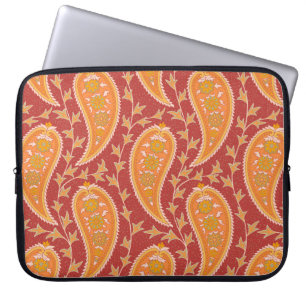Paisley mönster. Turkiska gurkor. Maron-orange c Laptop Fodral