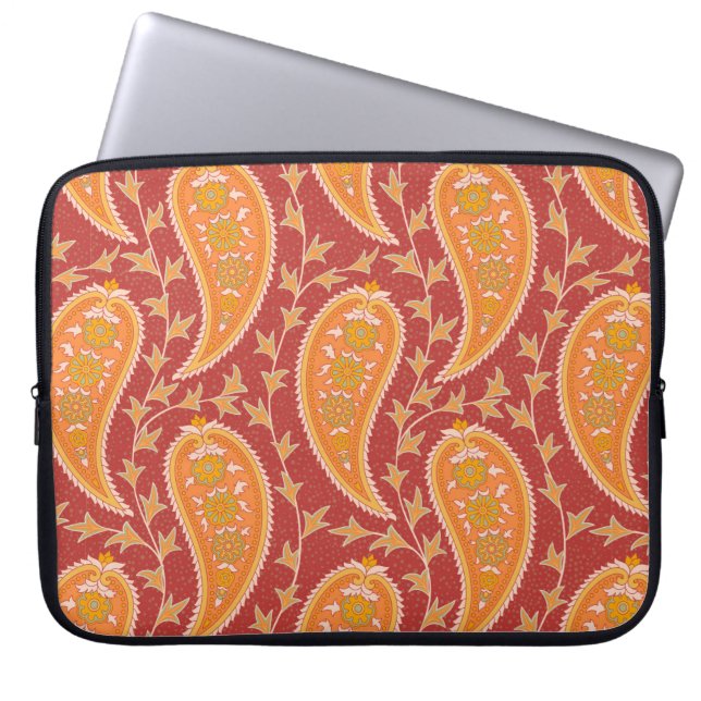 Paisley mönster. Turkiska gurkor. Maron-orange c Laptop Fodral (Framsidan)