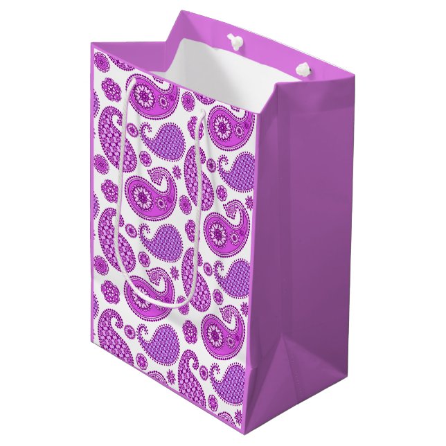 Paisley mönster, violett, lila och vitt (Framsidan Vinklad)