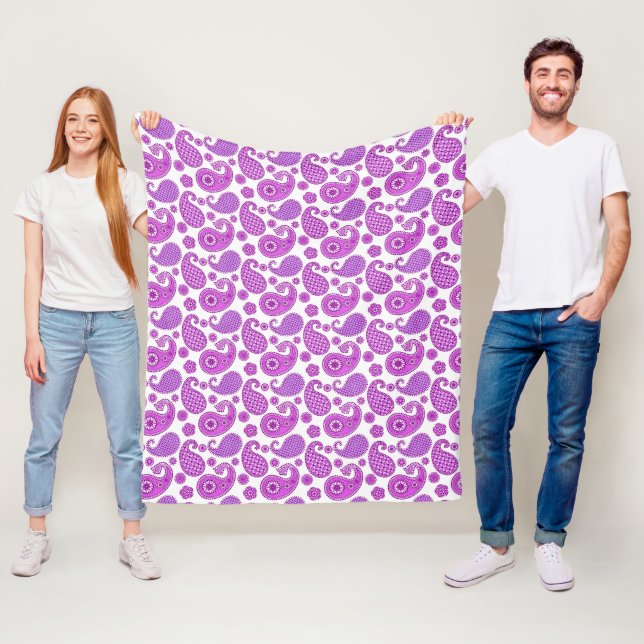 Paisley mönster, violett, lila och vitt fleecefilt (På plats)