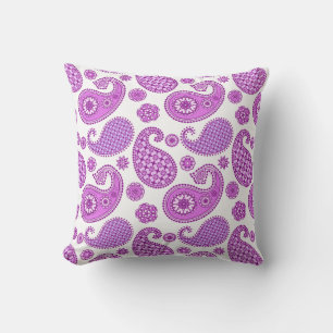 Paisley mönster, violett, lila och vitt utomhuskudde
